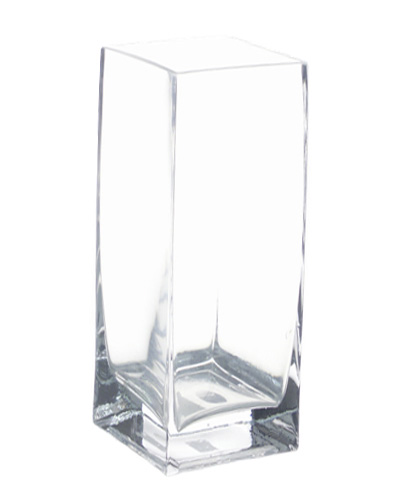 8" Tall x 3" x 3" Glass Block Vase
