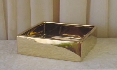 9" Gold Ceramic Dish Garden