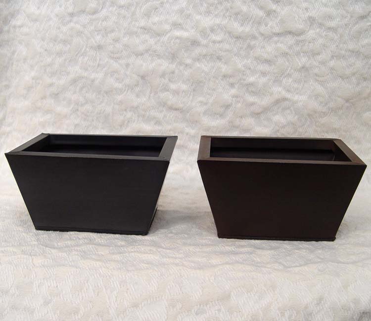 3 5/8" Tall Tapered Black and Chocolate Rectangle Flower Container