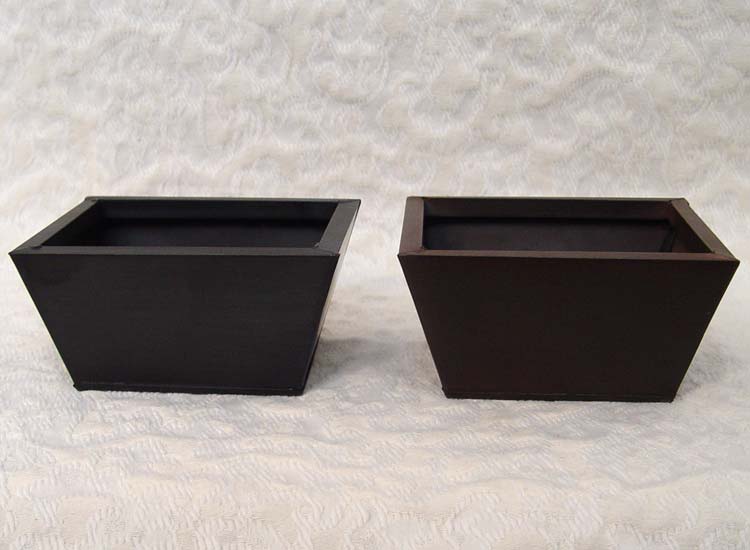 3" Tall Tapered Black and Chocolate Rectangle Flower Container