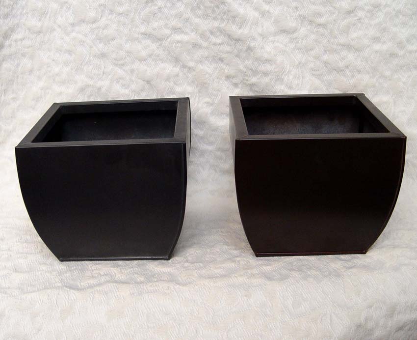 6 1/4" Tall Tapered Black and Chocolate Square Flower Container
