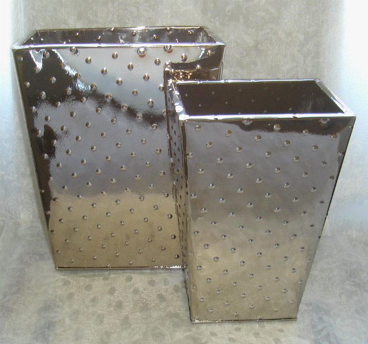 Tapered Silver Metal Container