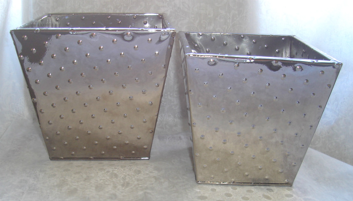 Sq. Tapered Silver Metal Container