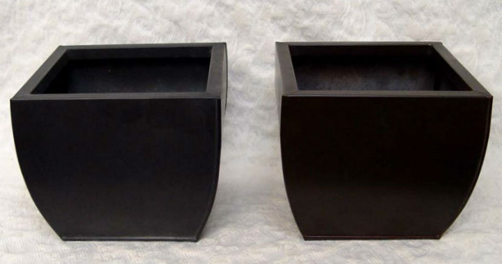 6 1/4" Tall Tapered Black and Chocolate Square Flower Container