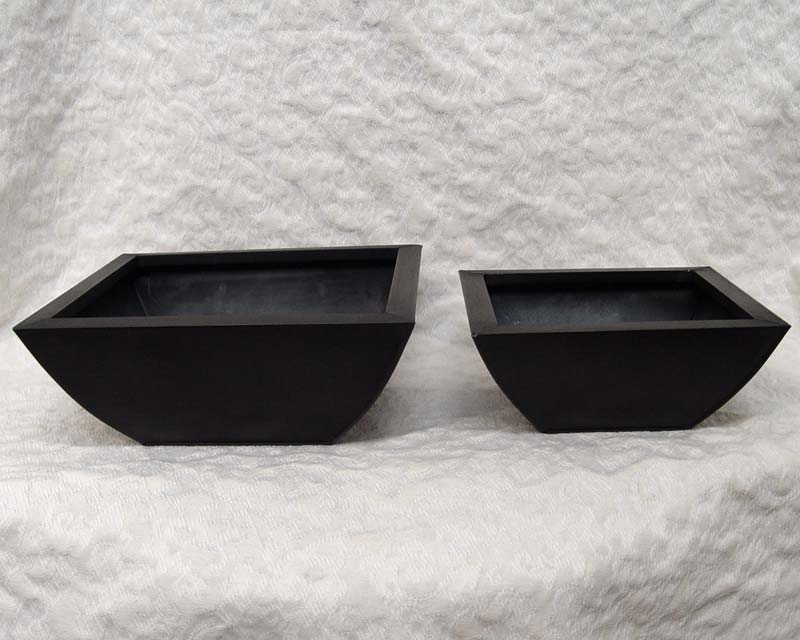 Low, Tapered Black Metal Flower Container