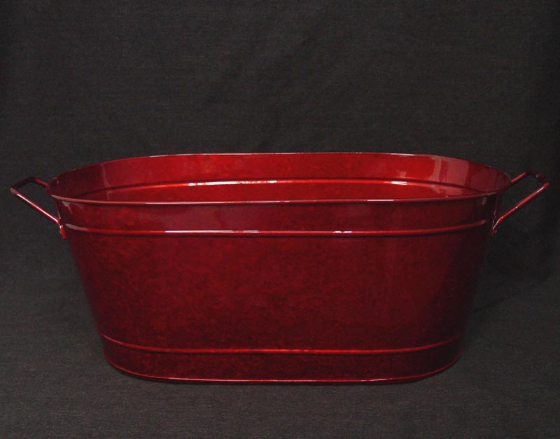 Red Galvanized Flower Planter