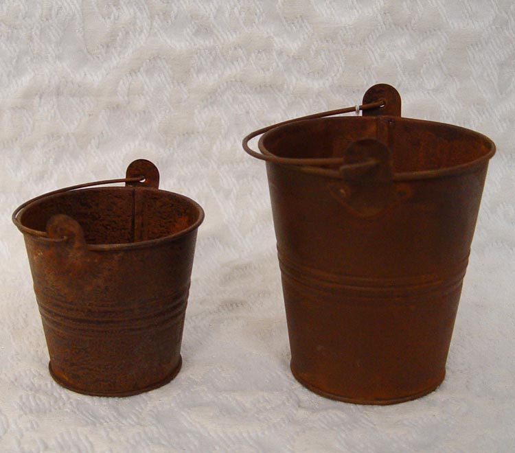 Rusted Metal Flower Pails