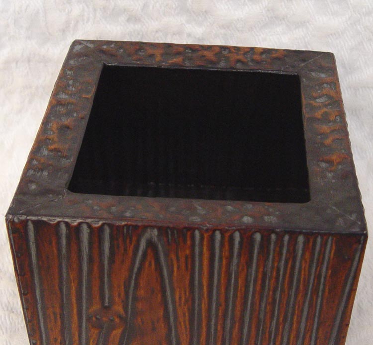 Faux Wood Metal Flower Container Top