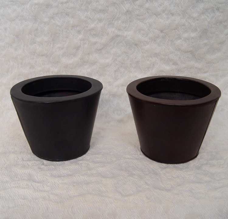 Black/Chocolate Tapered, Round Metal Flower Container