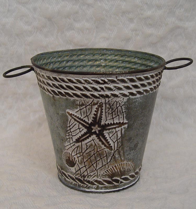 Tin Seashell Flower Container