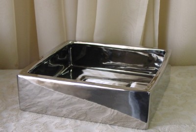 9" Silver Ceramic Dish Garden